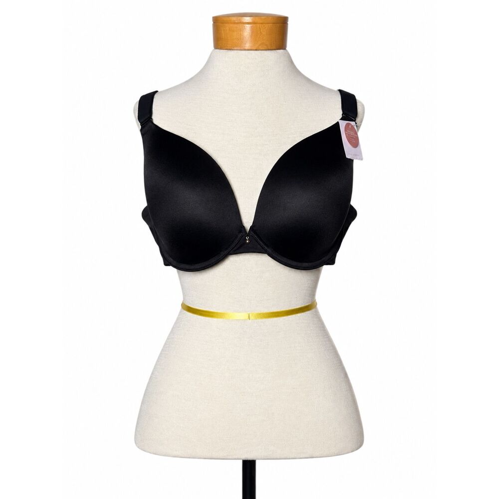 Cacique Lane Bryant Boost Plunge Bra 44B Black Underwire Back Smoothing NWT